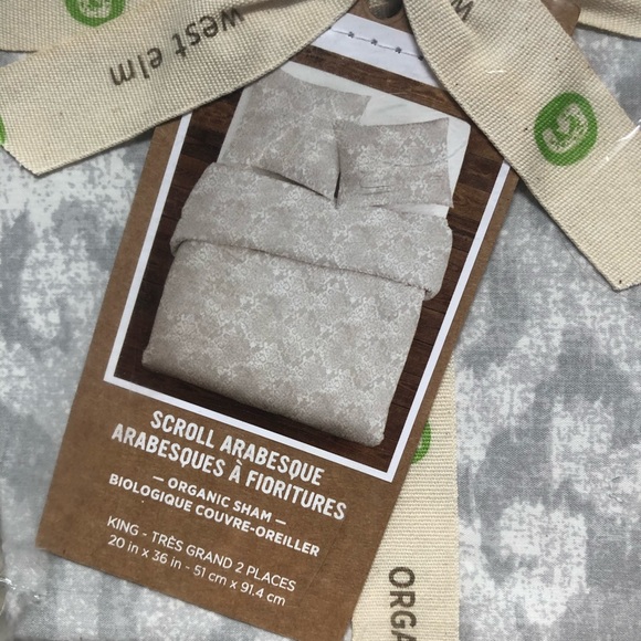 West Elm Other - West Elm Grey Scroll Arabesque Organic King Shams